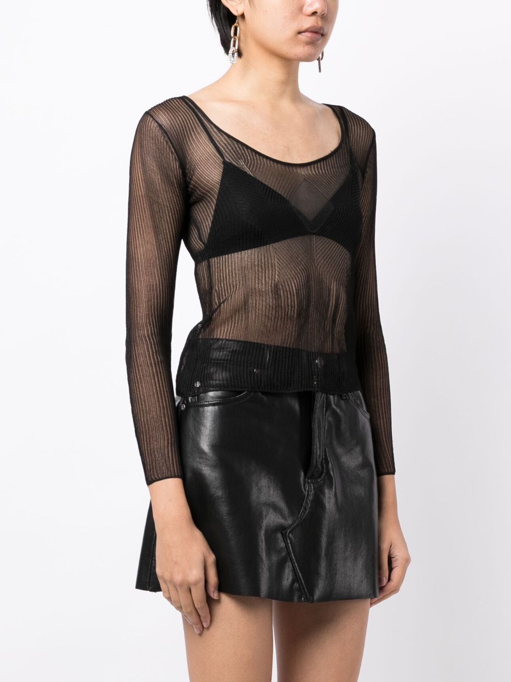 Shop Tom Ford Sheer Ribbed Jersey Top In Black