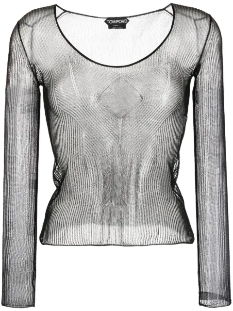 TOM FORD sheer ribbed jersey top