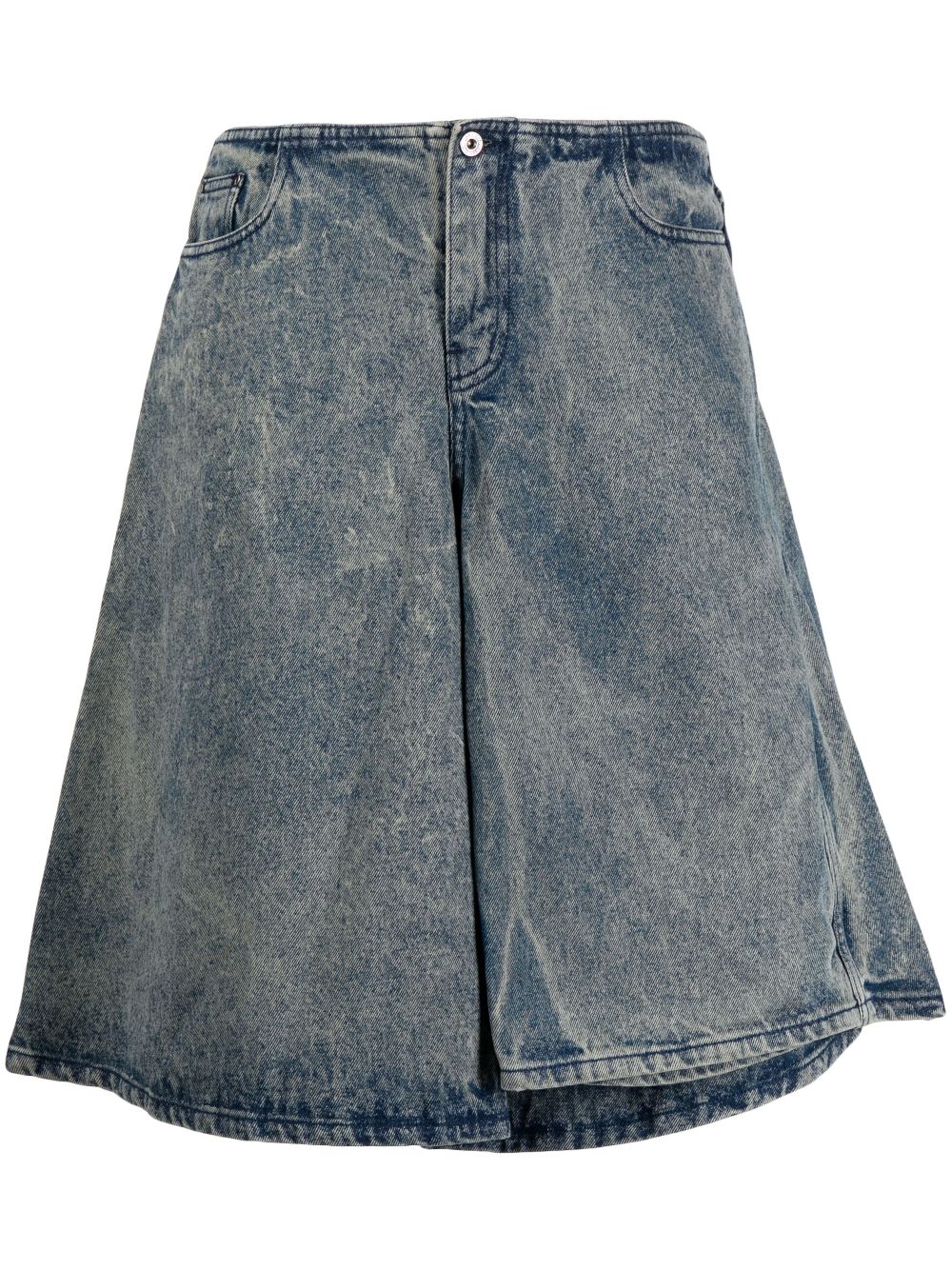 Shop Y/project Washed Denim Skirt In Blue