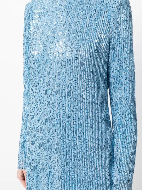 blue magda butrym dress Stellar Shimmer Blue Long Sleeve Mini Dress - US 12 main image 1