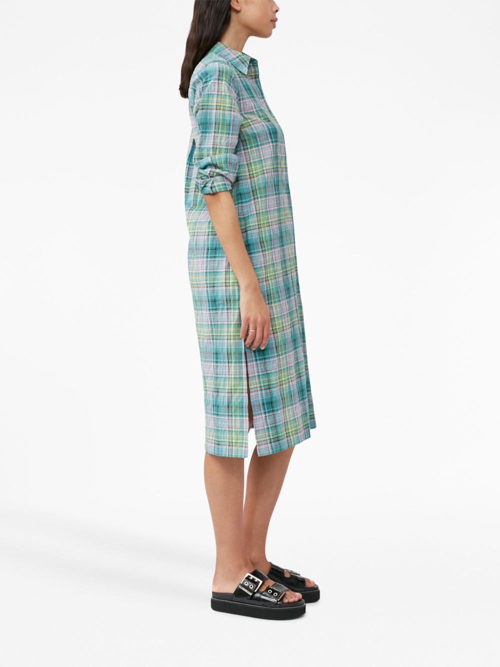 GANNI check-pattern seersucker shirt dress Women