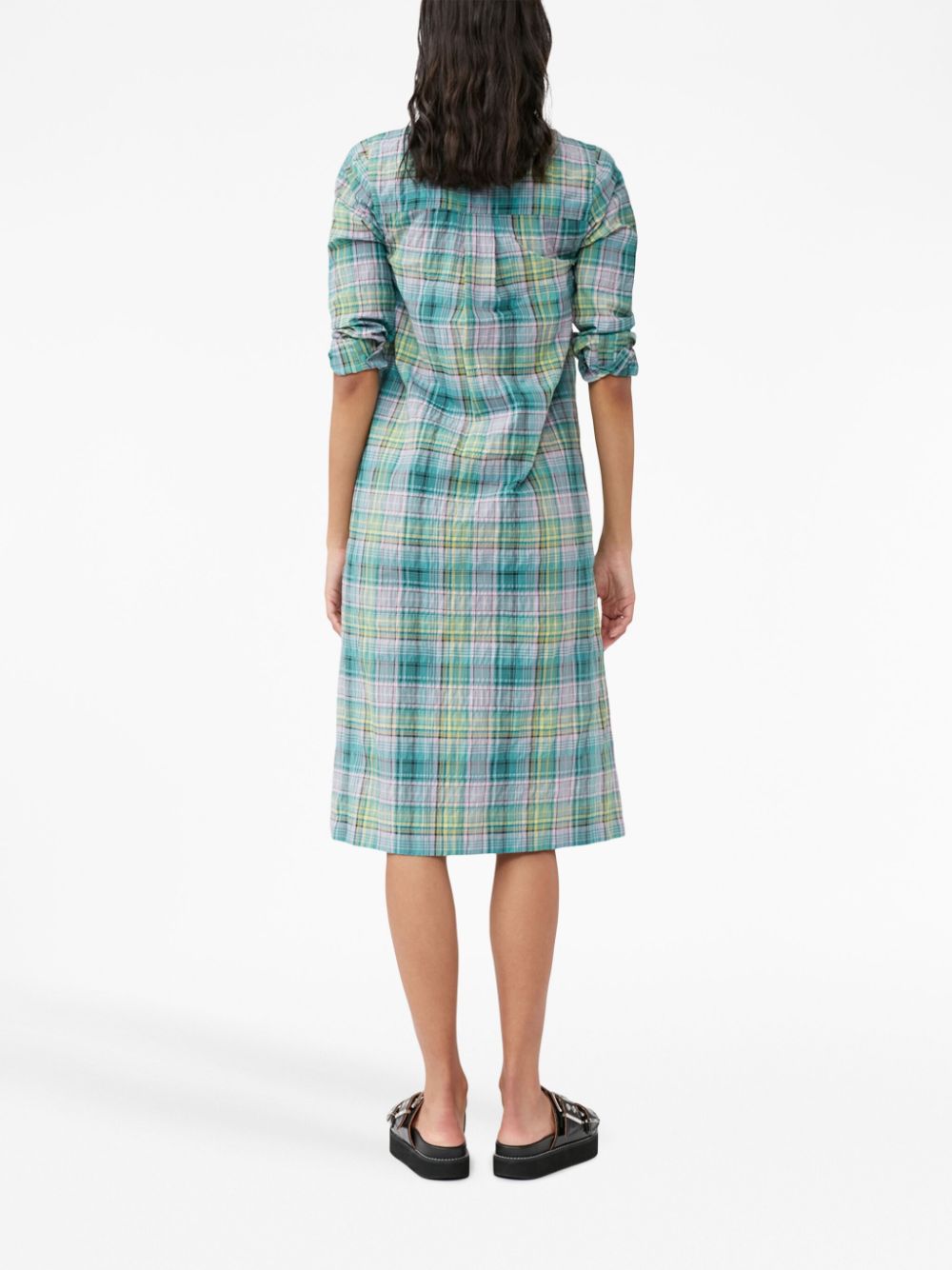 GANNI check-pattern seersucker shirt dress Women