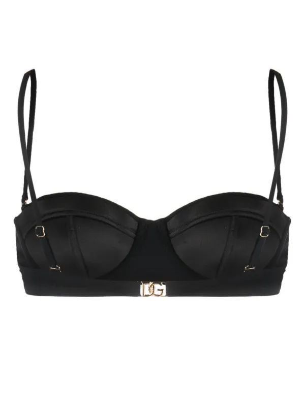 Dolce & Gabbana ロゴプレート水着 Dolce & Gabbana ロゴプレート ビキニトップ | ブラック