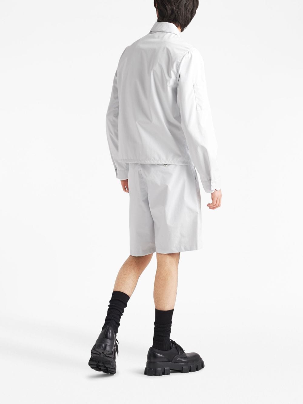 Shop Prada Re-nylon Bermuda Shorts In White