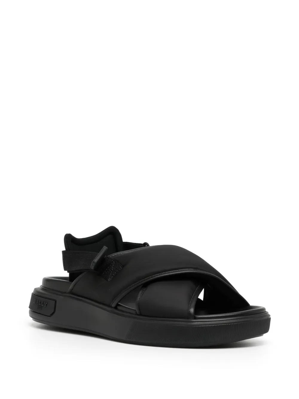 Shop Bally Wide Crossover-straps Flat Sands In Black