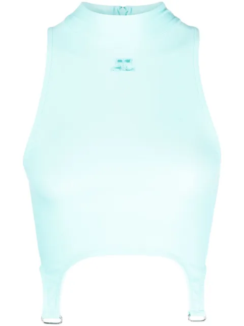 Courrèges top corto con parche del logo