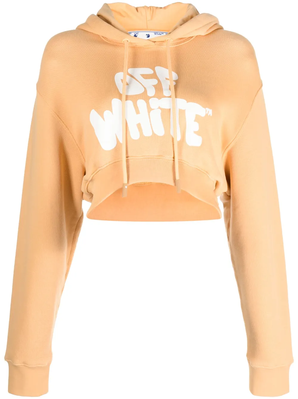 Off-White logo-print cropped hoodie - Yellow
