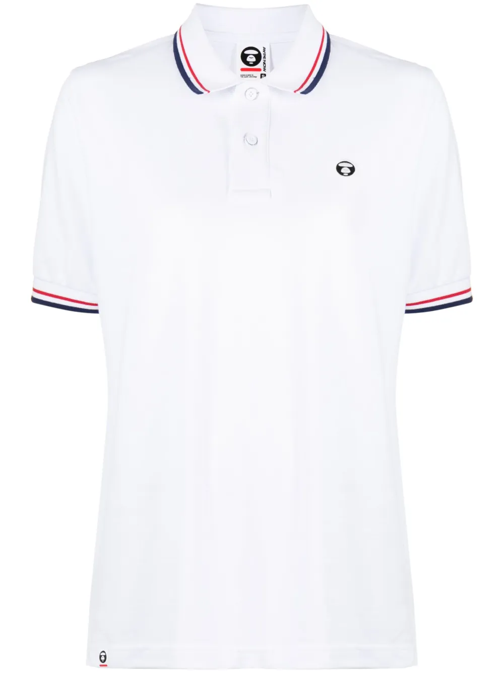 AAPE BY *A BATHING APE® logo-patch cotton polo shirt - White