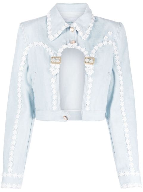 Casablanca - floral-pattern cut-out cropped jacket