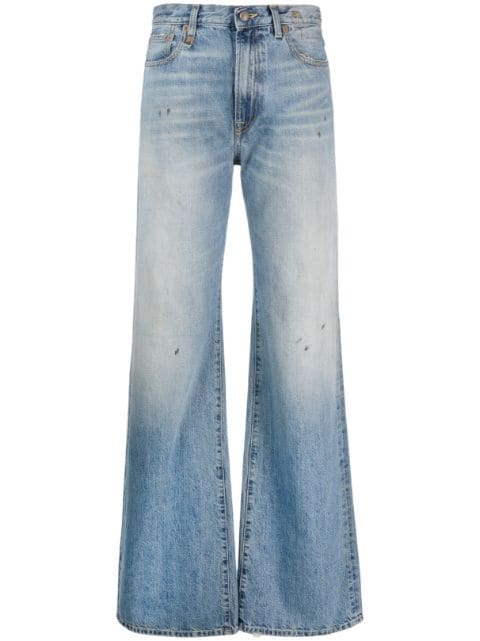 R13 high-rise stonewashed wide-leg jeans