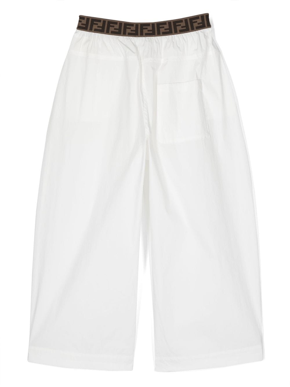 Shop Fendi Logo-waistband Cotton-blend Trousers In White