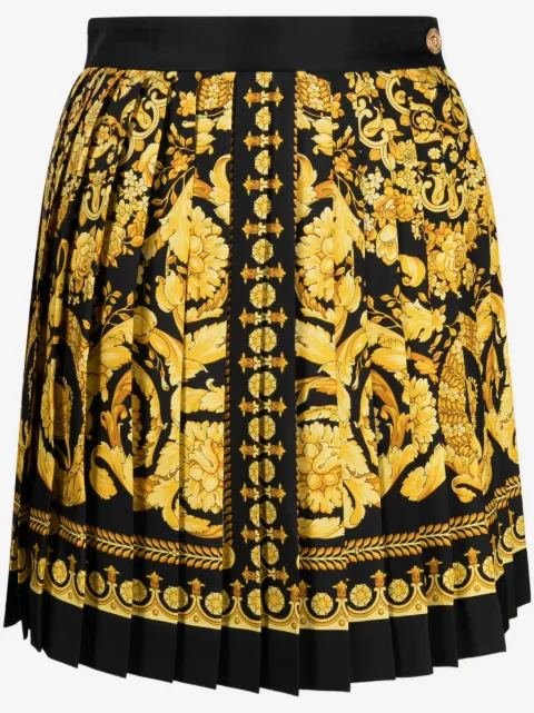 Versace printed silk twill pleated mini skirt