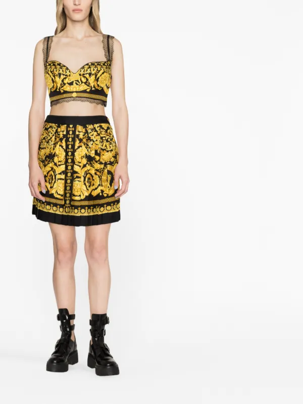 Versace Baroque Heritage Pleated Silk Mini Skirt