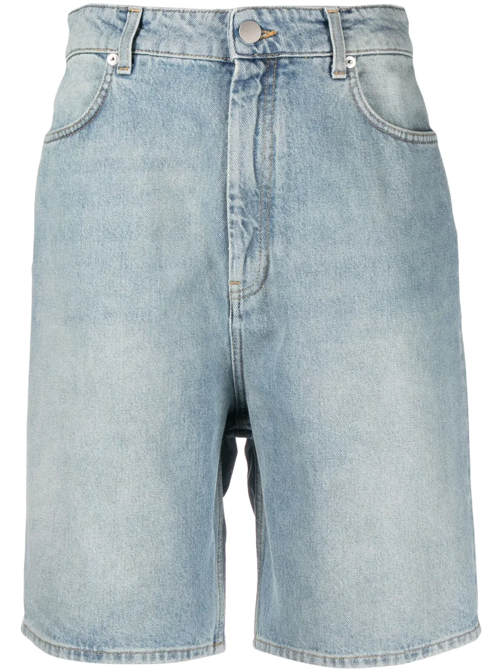 LOULOU STUDIO WASHED-DENIM ORGANIC COTTON SHORTS