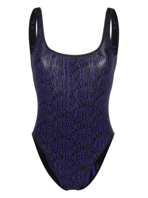 Versace logo-print low-back reversible swimsuit