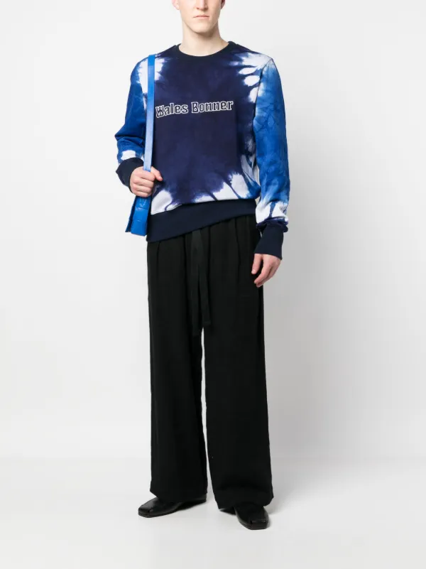 スウェット・トレーナー WALES BONNER Logo embroidery tie dye sweatshirt Wales Bonner tie-dye logo-embroidered Sweatshirt | Blue