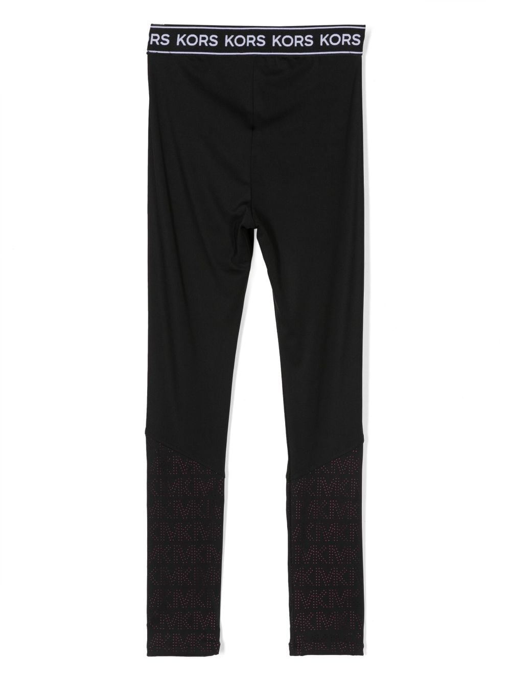 Shop Michael Kors Logo-waistband Panelled Leggings In Black