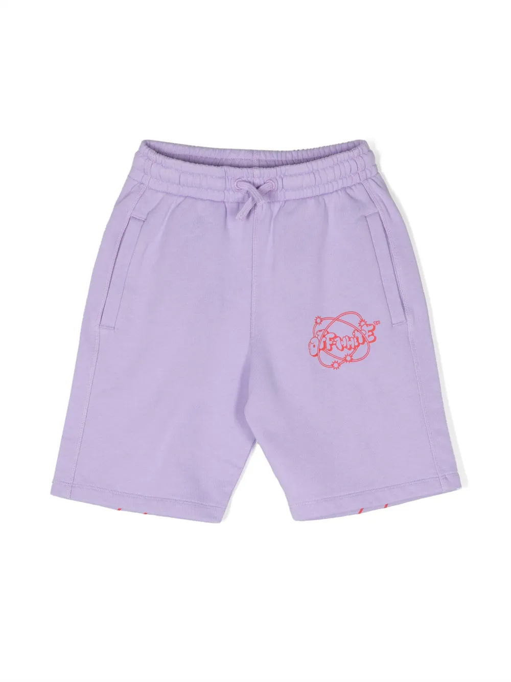 Off-White Kids logo-print organic cotton shorts - Purple