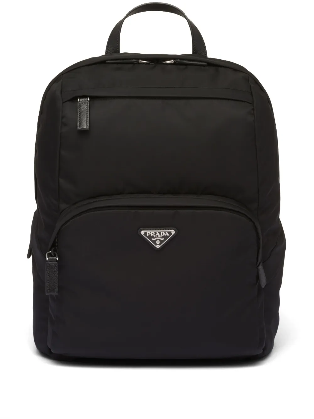 Prada Triangle-logo Zipped Backpack In Black