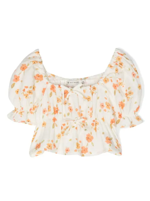 THE NEW SOCIETY puff-sleeve floral-print blouse