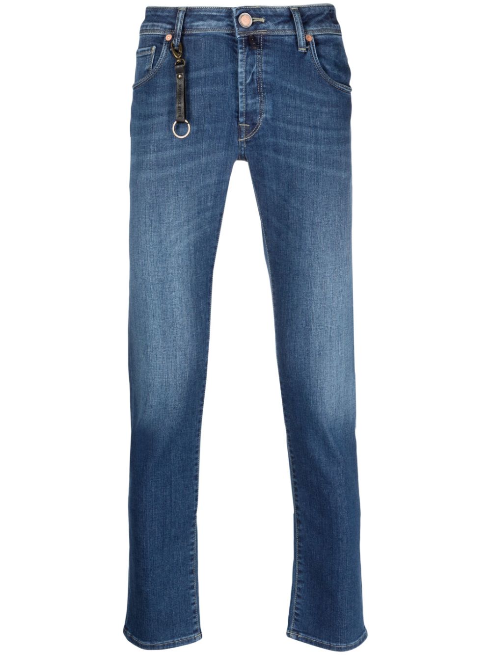 Incotex Logo-patch Slim-fit Jeans In Blau