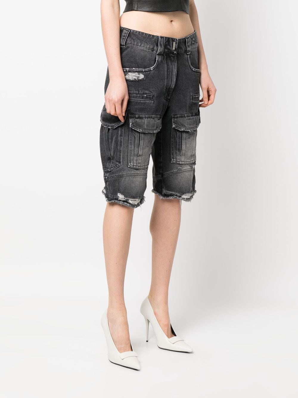 Shop Givenchy Multi-pocket Denim Shorts In Black