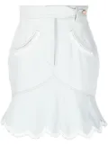 Casablanca floral-embroidered denim peplum skirt - Blue