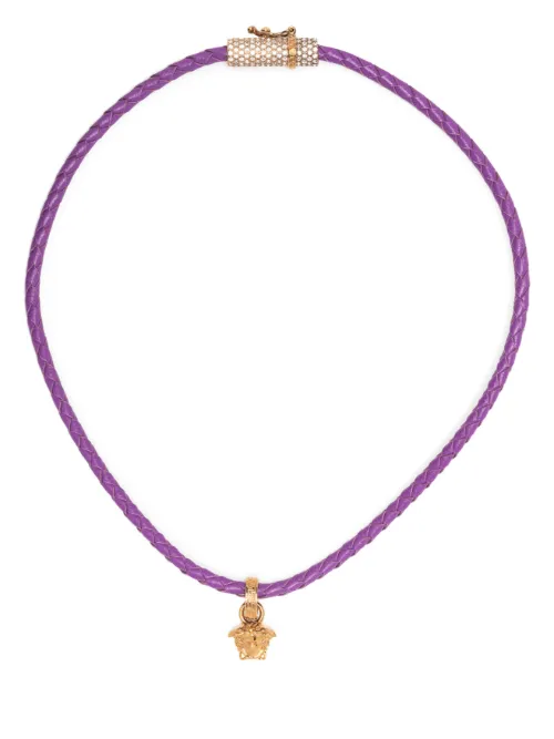 Collier en cuir à pendentif Medusa - Versace - Modalova