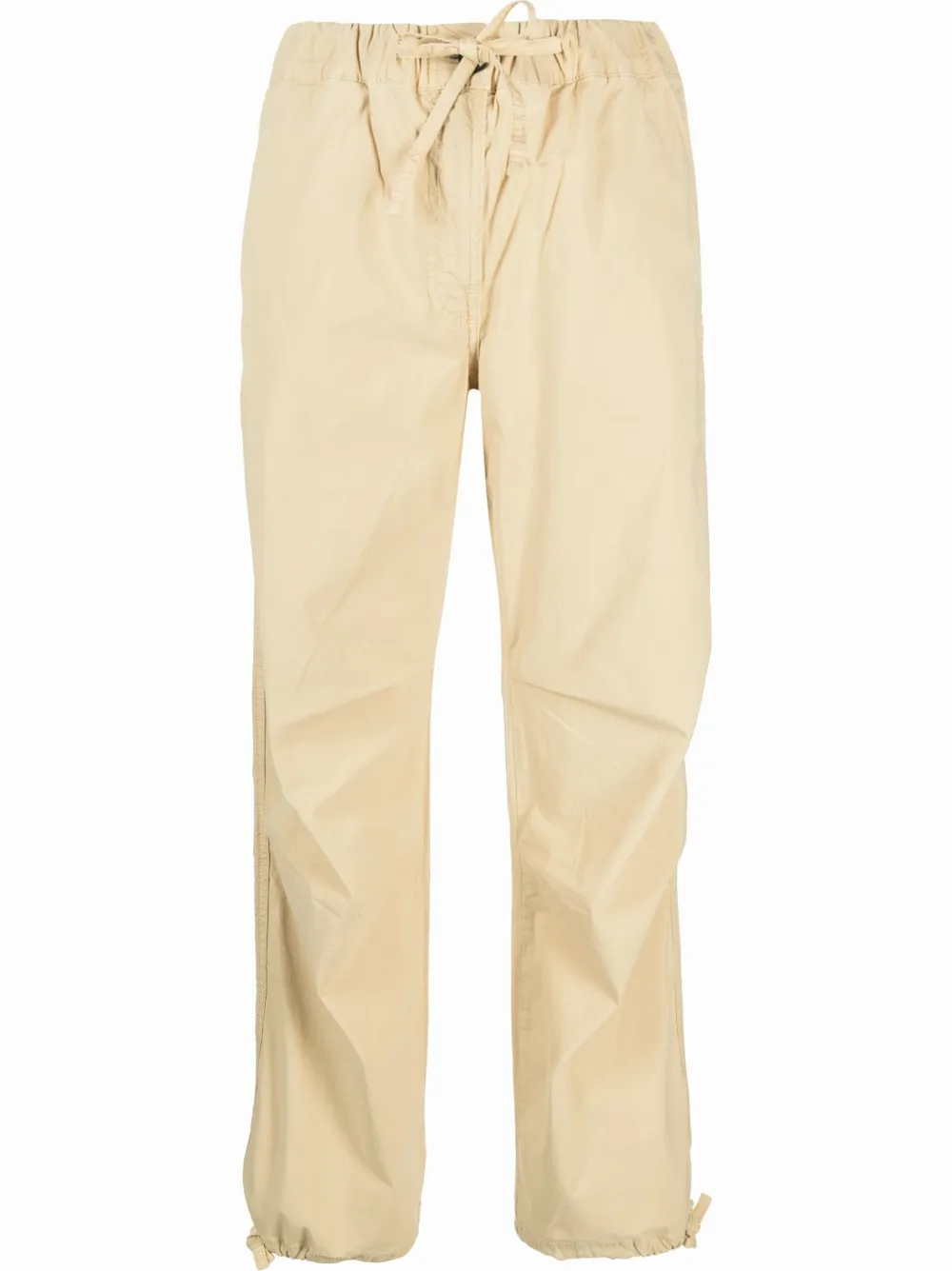 Ganni Drawstring Straight-leg Trousers In Neutrals