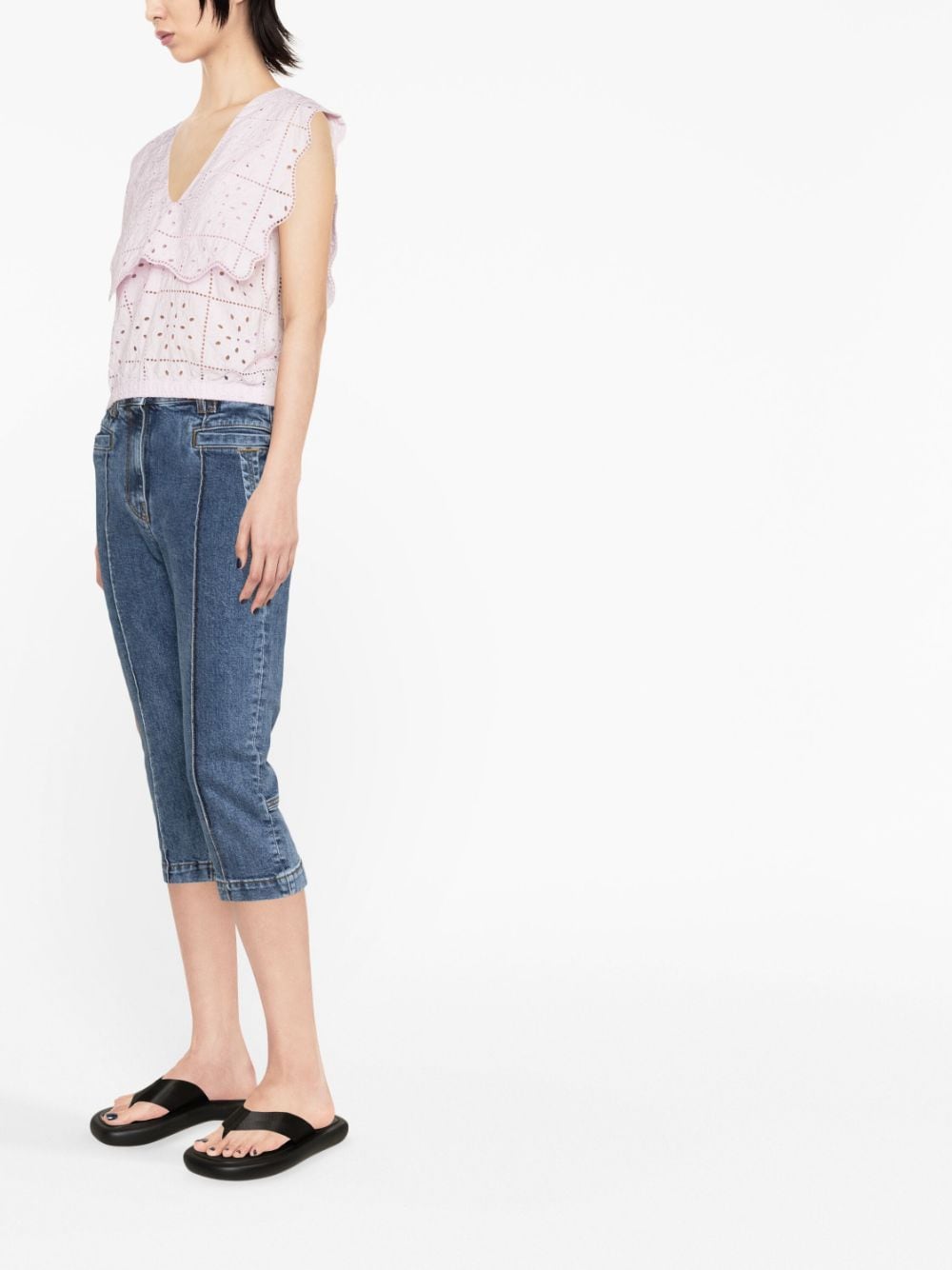 Shop Ganni Broderie Anglaise Top In Pink