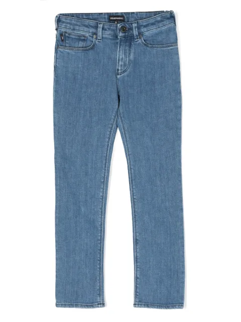 Emporio Armani Kids logo-plaque straight-leg jeans