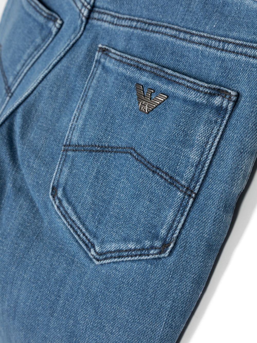 Shop Emporio Armani Logo-plaque Straight-leg Jeans In Blue