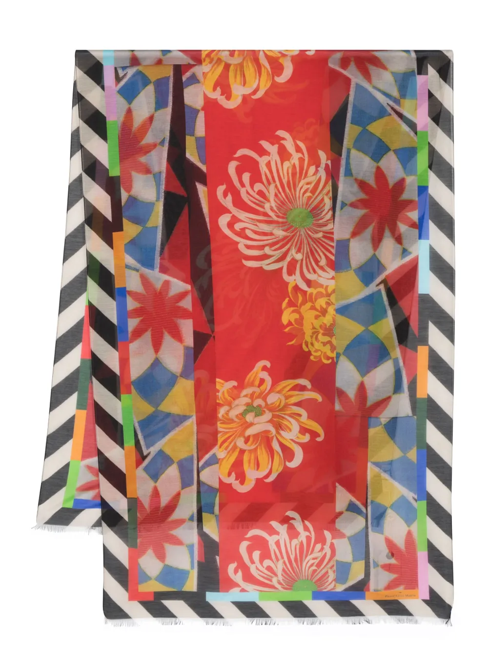 Pierre-Louis Mascia floral-print fringed-edge scarf - Neutrals