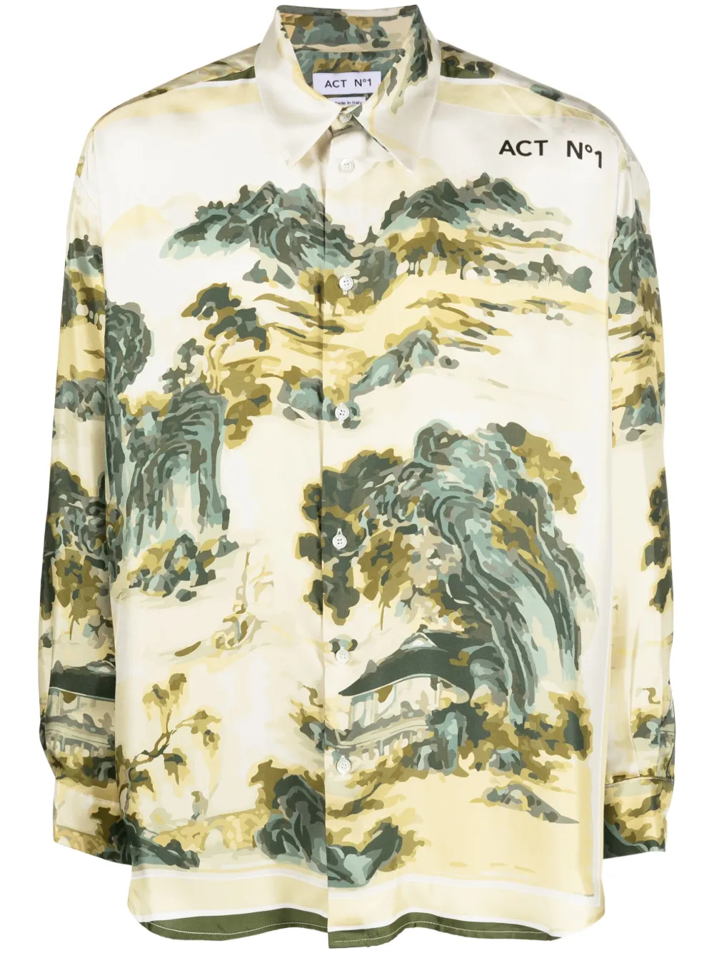 Act N°1 graphic-print silk shirt - Green