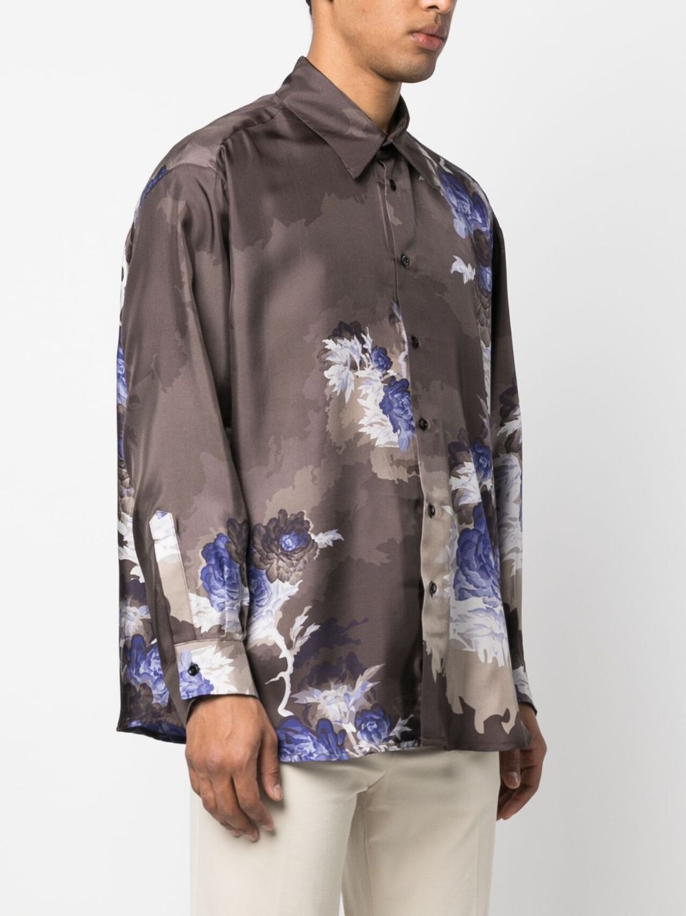 Shop Act N°1 Abstract-print Silk Shirt In Brown