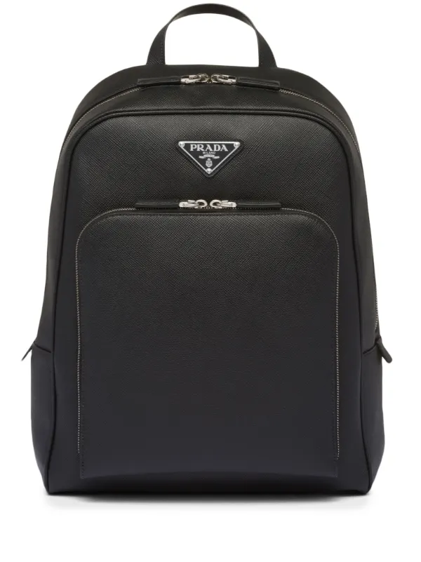 Prada Saffiano leather triangle logo Backpack Farfetch