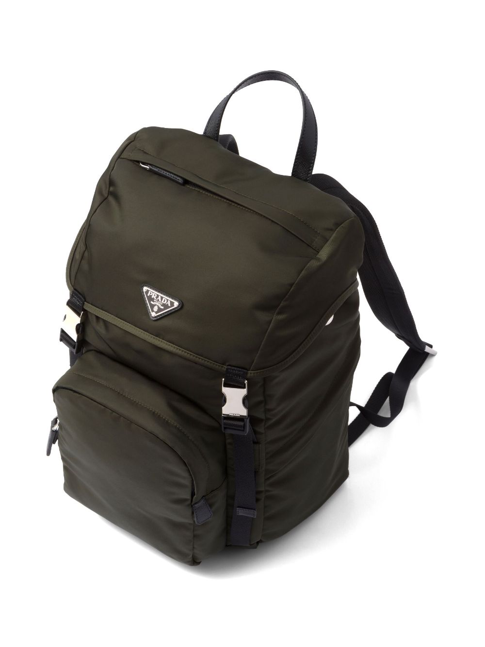 Shop Prada Logo-triangle Buckled Backpack In Grün