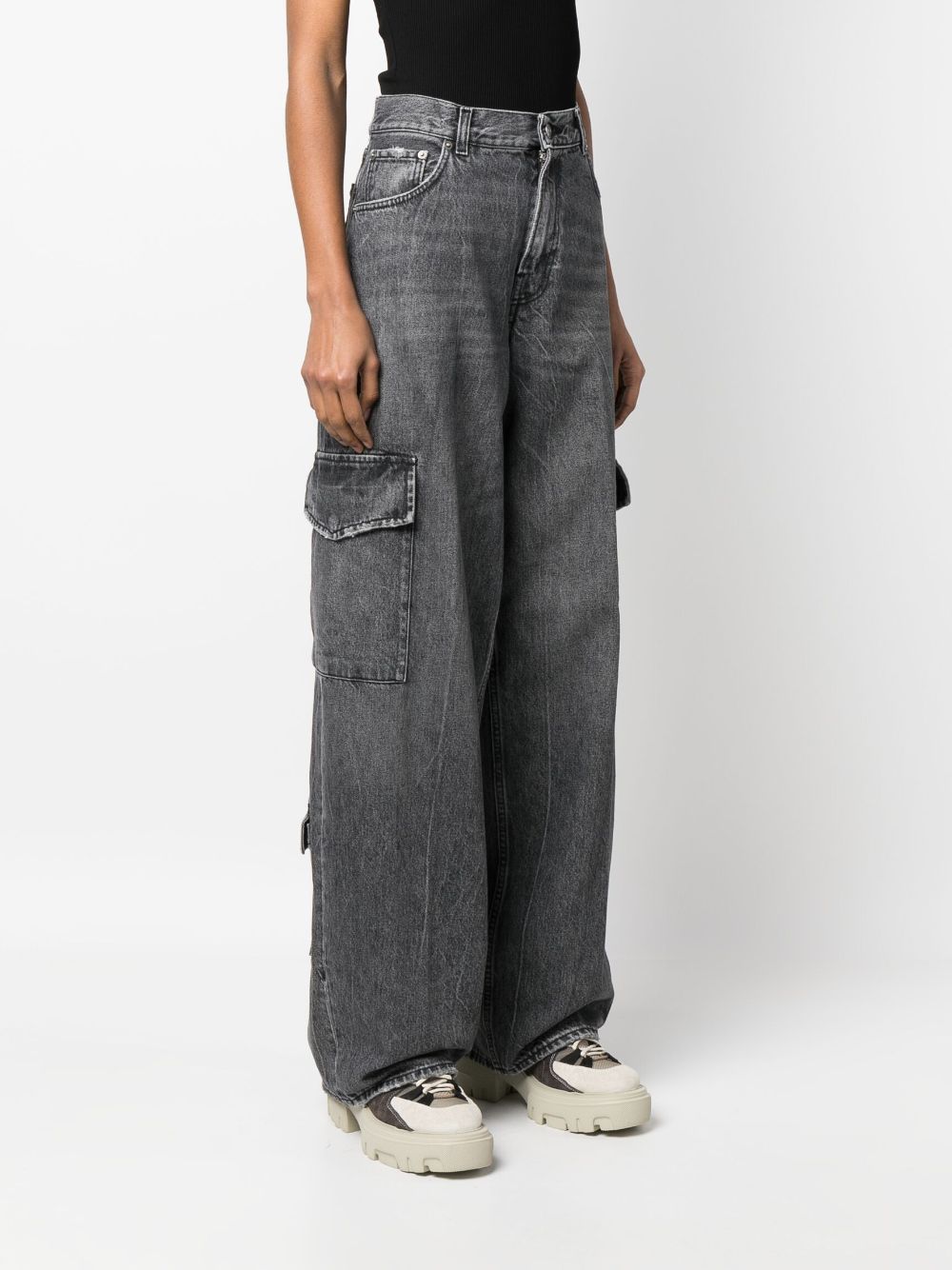 Shop Haikure Bethany Cargo Marble Trousers In Black