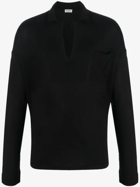 Saint Laurent V-neck long-sleeve sweatshirt