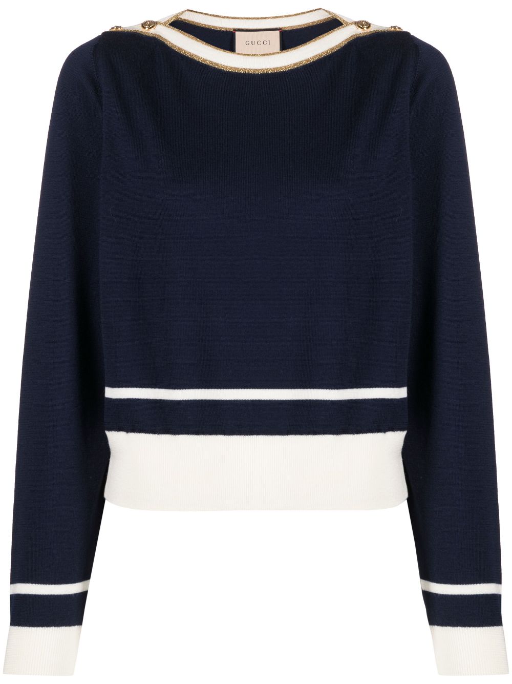 striped-trim wool jumper