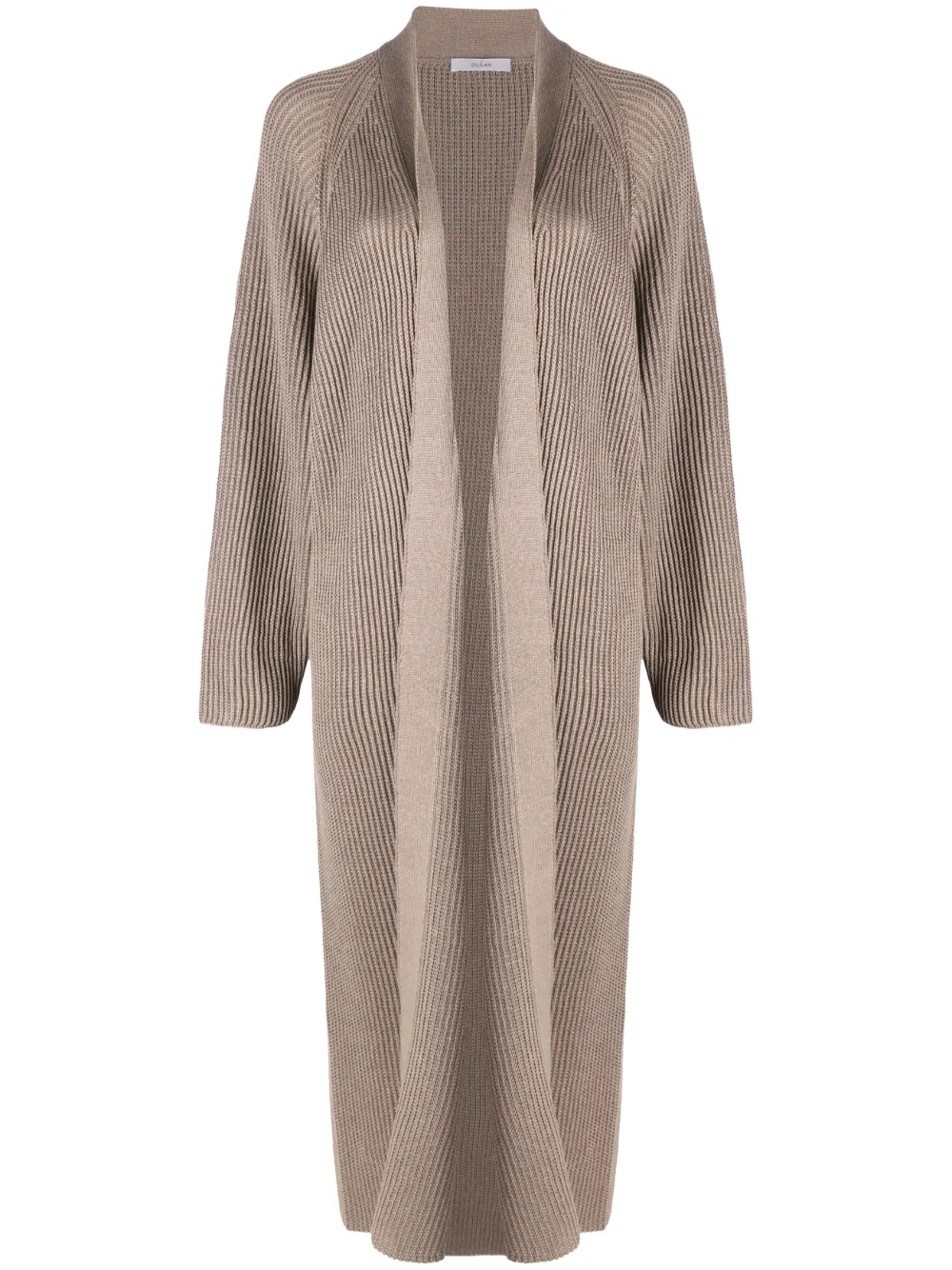 Dusan ribbed-knit open-front long cardigan - Neutrals