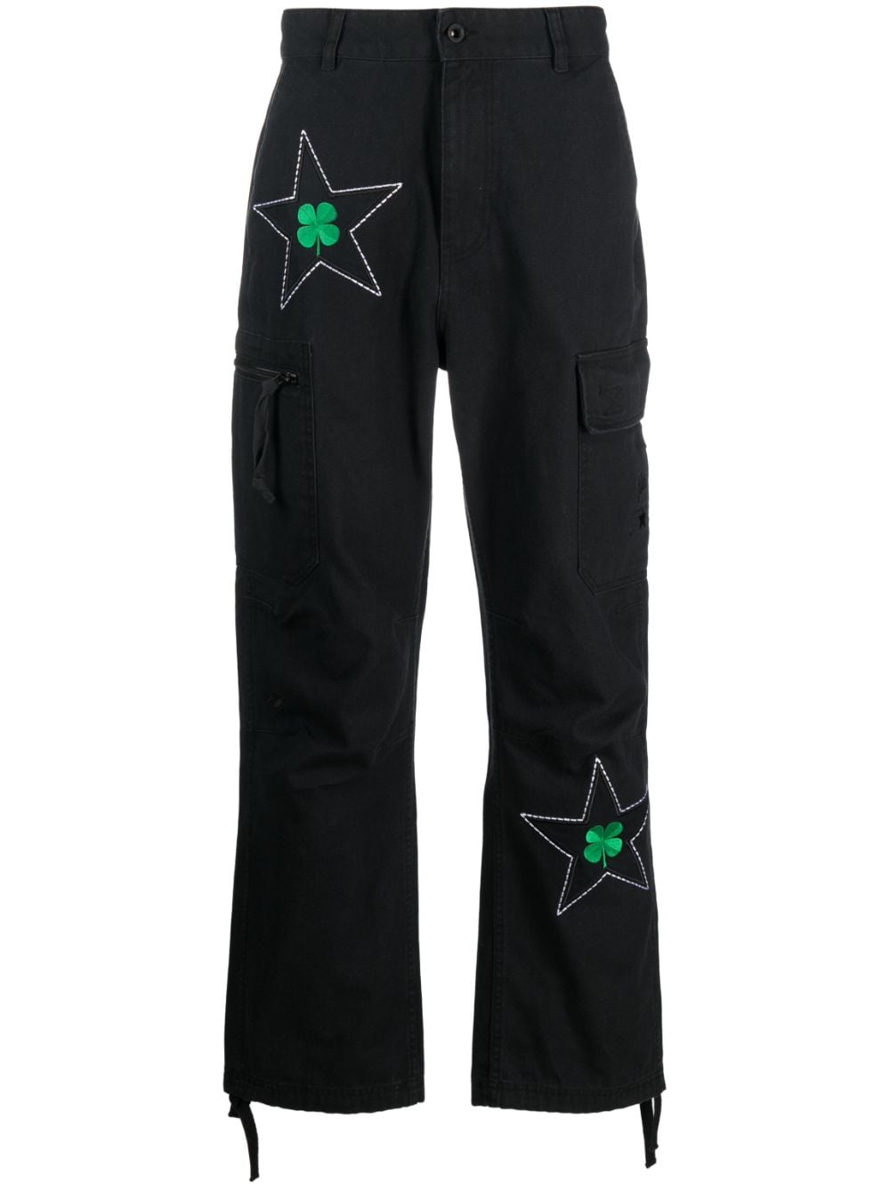 embroidered clover cargo trousers