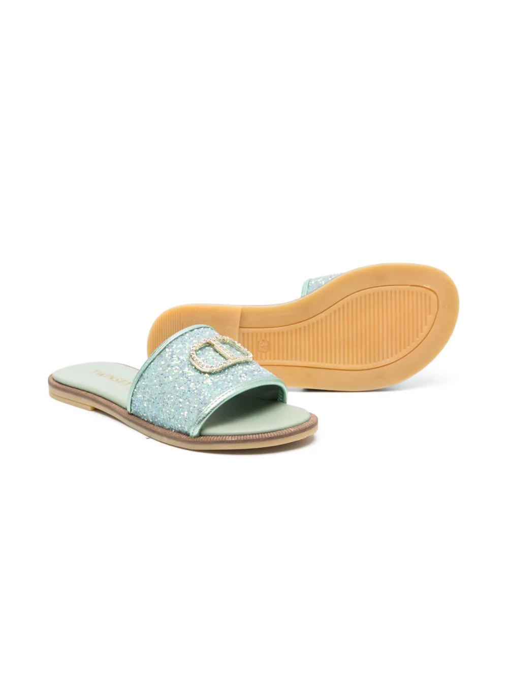 TWINSET Kids Slippers met logopatch - Blauw