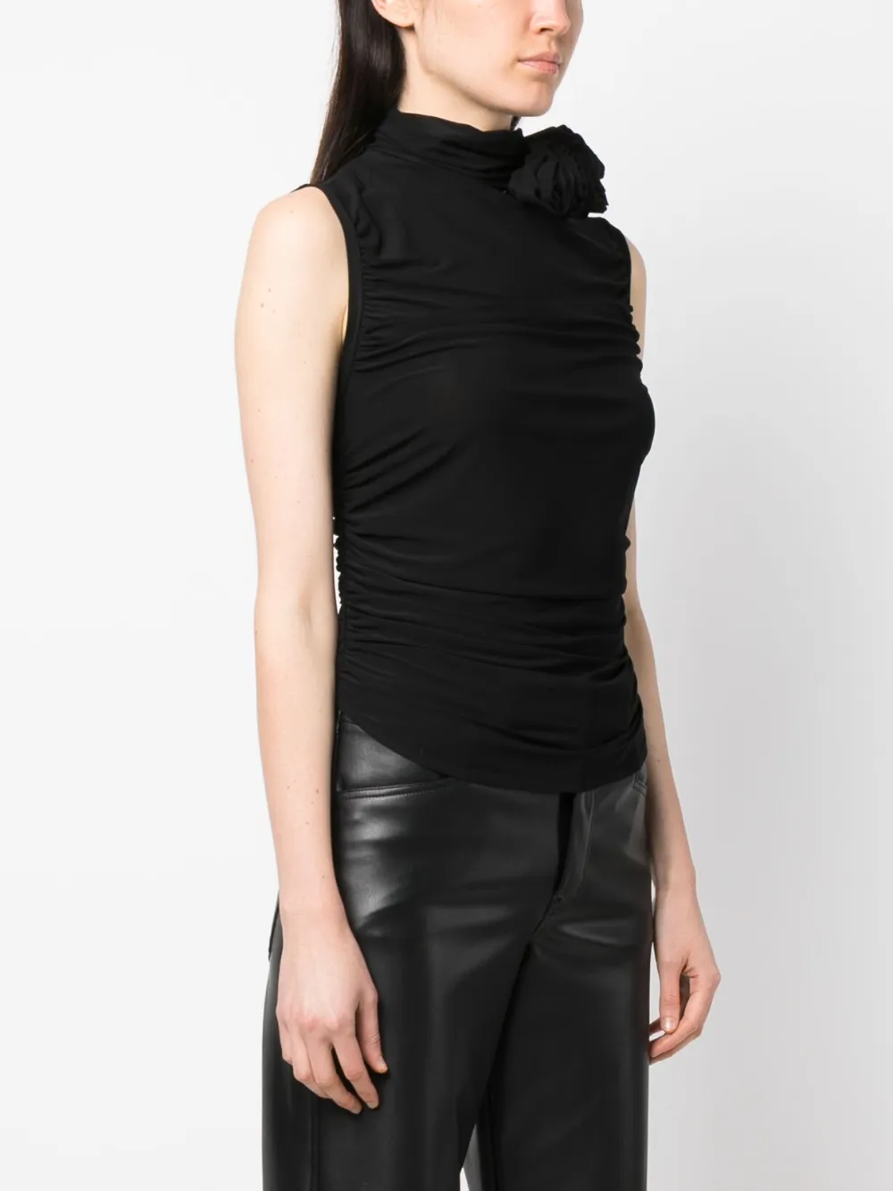  Magda Butrym Ruched Mock-neck Top - Black 