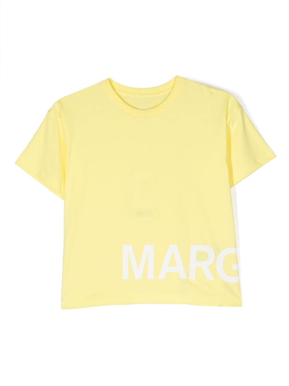 Shop Mm6 Maison Margiela Logo-print Cotton T-shirt In Yellow