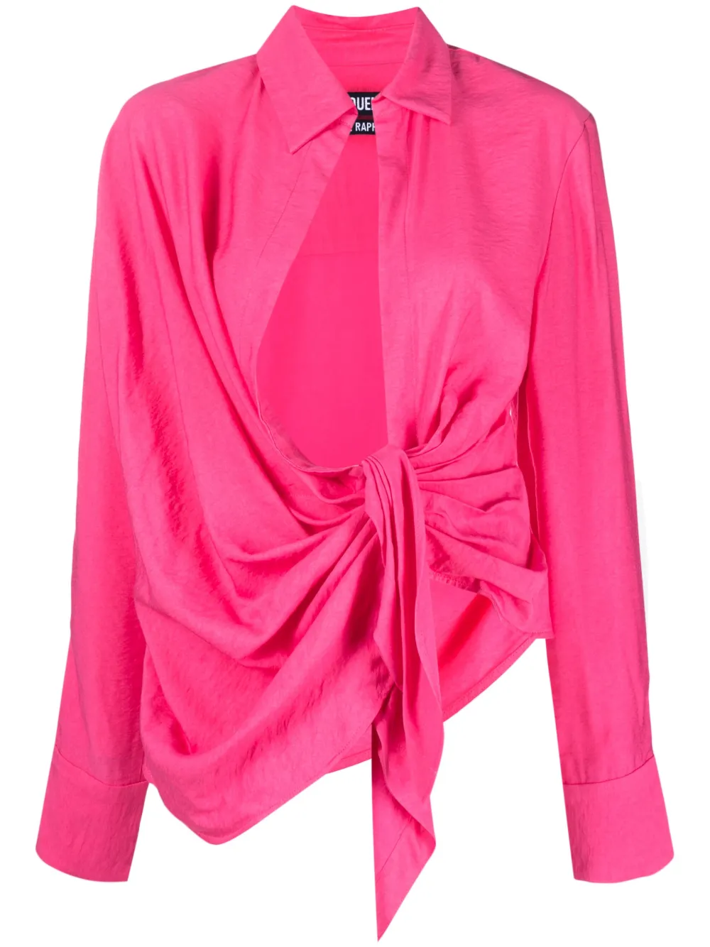 Jacquemus Pink Draped Shirt La Chemise Bahia In Viscose Woman In Pink