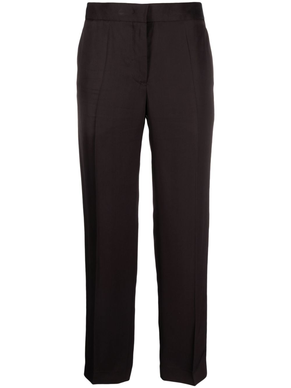 Jil Sander Cropped Twill Trousers In Brown