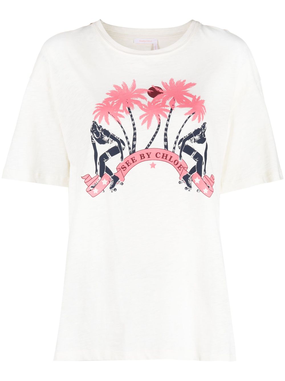 SEE BY CHLOÉ GRAPHIC-PRINT COTTON T-SHIRT