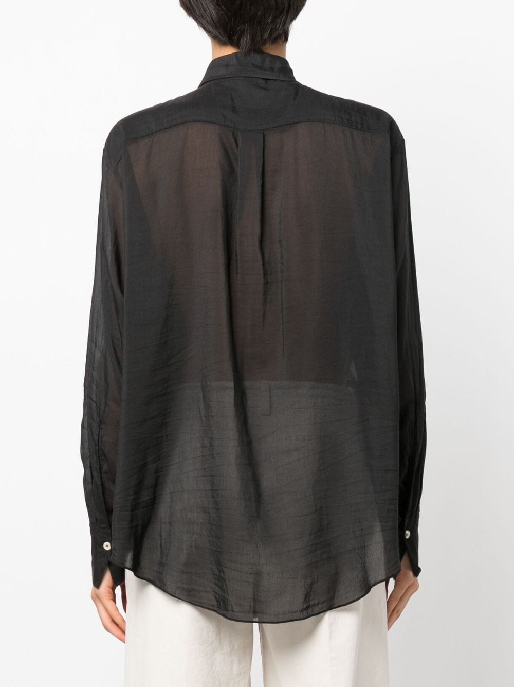 Shop Forte Forte Semi-sheer Finish Cotton-silk Blend Shirt In Black