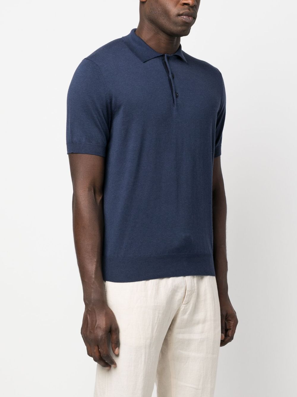 Shop Canali Ribbed-hem Polo Shirt In Blau